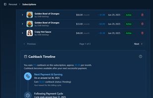 cashback timeline