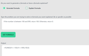 AI Excel Bot - Generate Formula Demo