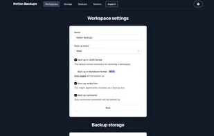 Notion Backups Workspace Settings