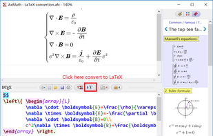 AxMath LaTeX conversion