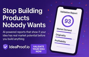 Validate your startup idea in 120 seconds with our AI-powered validation engine. Get instant market analysis, competitor intelligence, and a viability score based on 50+ criteria. Then generate a complete AI brand strategy, AI-designed logo,visual identity, and marketing-ready ad creatives for 6+ platforms. Trusted by 10,000+ entrepreneurs worldwide.