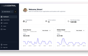 The dashboard of LogCentral.io allows you to have an overview of multiple organizations, ideal for MSPs.