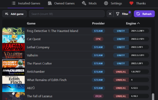 Installed games list