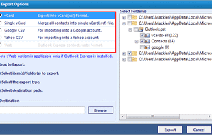 Select Export Option and Click on Export button