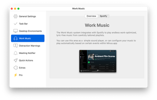The Work Music feature plays endless lyric-free music optimized for work and concentration.