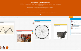 Work together in real-time on a virtual whiteboard and use different creativity techniques for idea generation, e.g. brainwriting, stimulus word method or morphological analysis