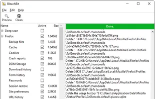 BleachBit 1.9.3 on Windows 10 showing Firefox preview
