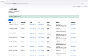 payment status page for merchant clients