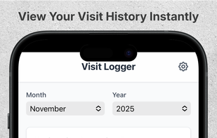 View a chronological list of logged visits, organised by date.