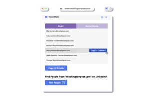 Shows all emails on the page. Click to Copy.