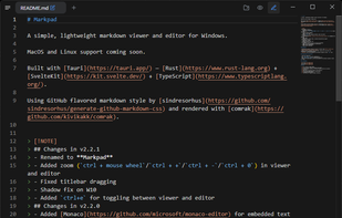 Markdown editor view on Windows