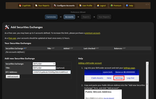 Exchange, mining pools, securities and funds accounts