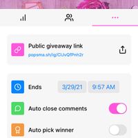 The settings and options for your Instagram giveaway.