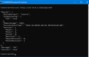 ASF cli in the Windows Console