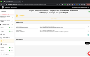 On the platform you can add links to your offerings