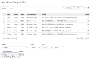 eBay Motors Parts Compatibility