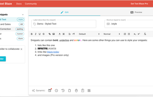 Snippet creation and editing.