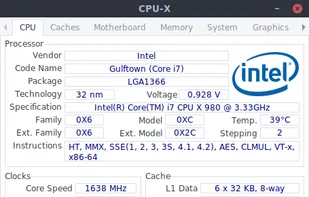 CPU-X (by X0rg) screenshot 1