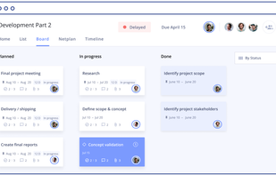 The Kanban Board shows you the tasks of each project and allows you to segment them in different categories, based on how far you've made it through the completion process.