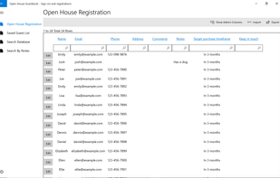 Open House Guestbook screenshot 2
