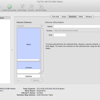 Disk Utility partitioning a disk