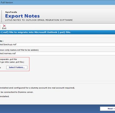 Migrate all Lotus Notes NSF files to Outlook