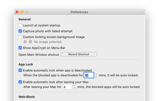 Cisdem AppCrypt for computer - the Preferences window