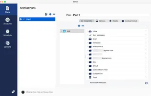 Select mailboxes for archiving for email client or IMAP account.