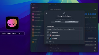 LookAway 1.12 adds app exclusions from meeting detection, smarter drag handling, and more image