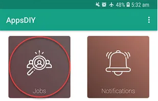 Open the app then click on jobs