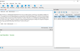 Main window with encrypred message