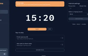 Intervals page in dark mode