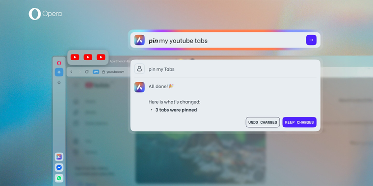 Opera One launches AI-powered tab commands via Aria image