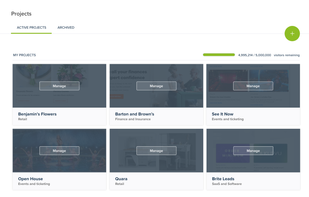 Manage unlimited A/B testing projects from your dashboard