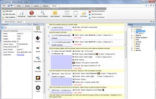 The Event Sheet editor. Shows the visual way in which Construct games are defined by events.