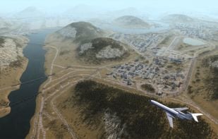 Scenic view with an airplane