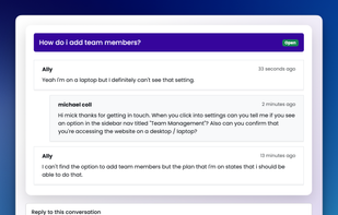 Customer view of support thread