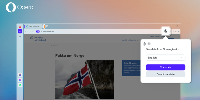 Opera One improves browsing with new Translation and Tab Management features