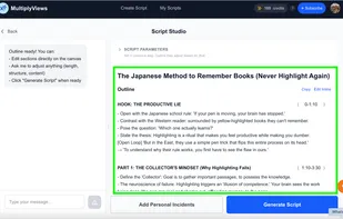 Generate Outline / chat and modify Outline
