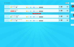 Yalla home board (every user gets this - track what you're working on)