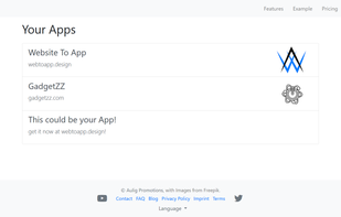 Overview of apps in an account