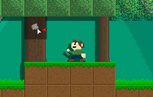 A player punching a tree.