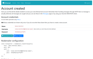 Account created screen