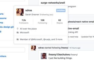GitHub Hovercard screenshot 1
