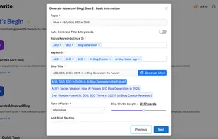 Advanced AI Blog generator Wizard