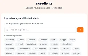 Select Ingredients to include/exclude.