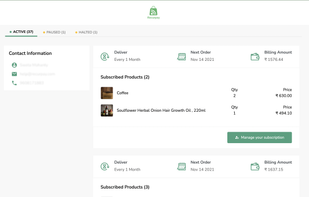 Customer Account Section 