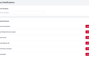 List of products being tracked