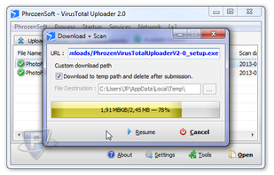 PhrozenSoft VirusTotal Uploader screenshot 2