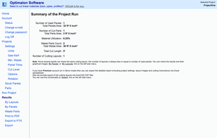 Optimalon Online Panel Cut Optimizer screenshot 1